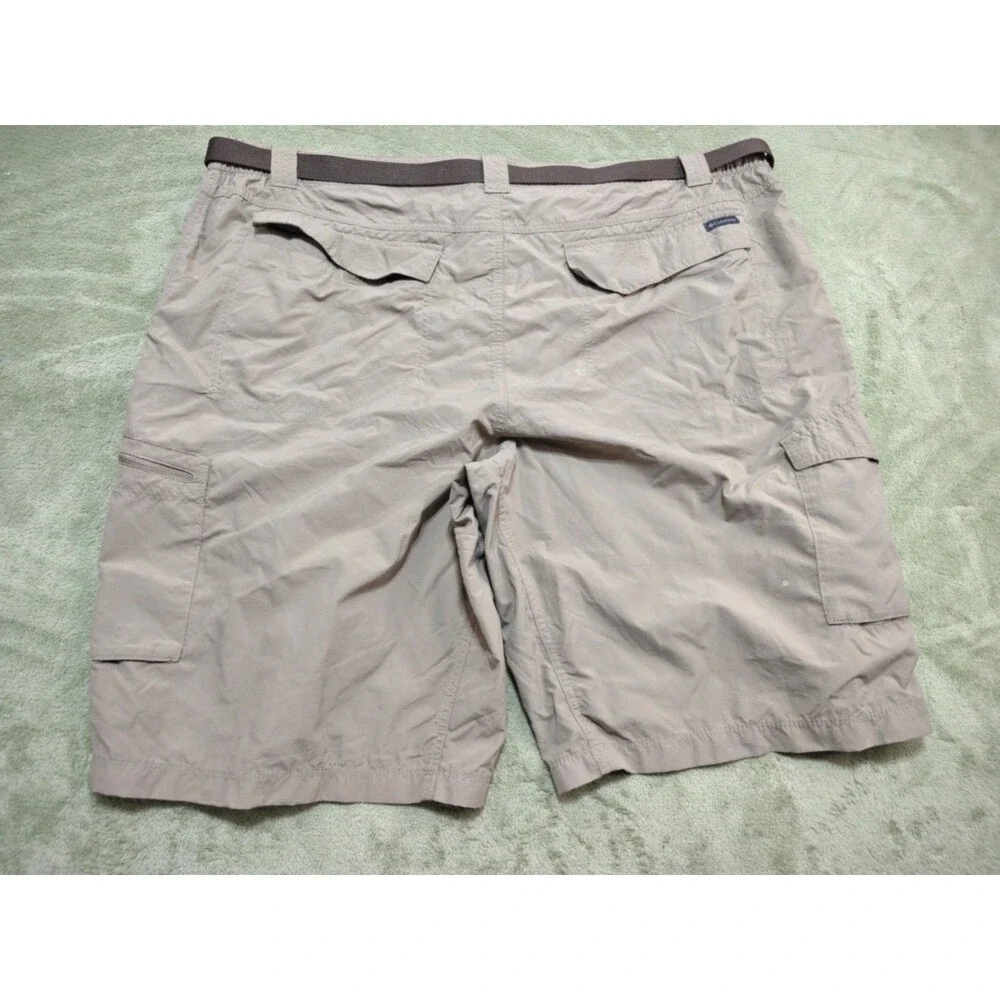 Columbia Mens 46 Beige Cargo Hiking Shorts Belted Nylon Outdoor Lightweight READ